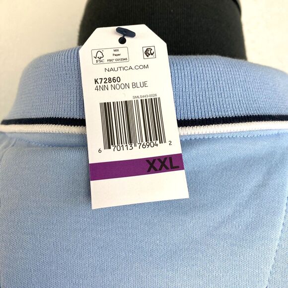 Nautica Mens Polo Shirt XXL Light Blue Knit Short Sleeves Golf Sports Casual - Picture 8 of 11